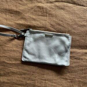 Elegant White Leather Wristlet
